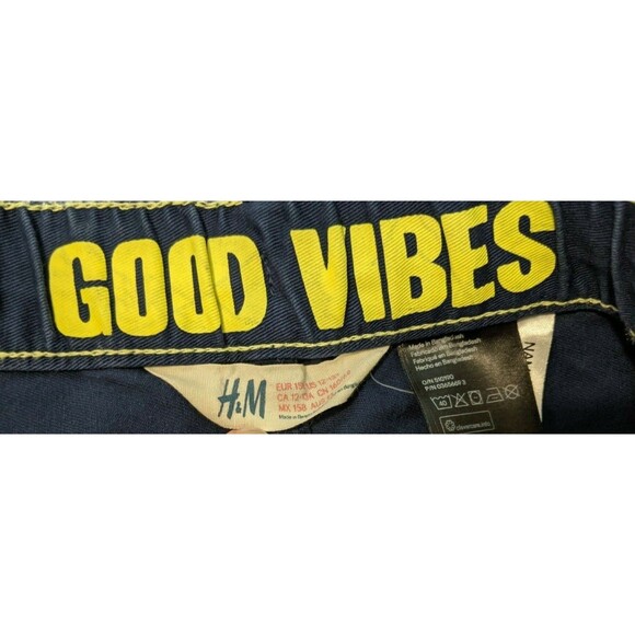 H&M Shorts  Boys Size 12-13 yrs  Good Vibes Drawstring Bermuda Chino  Blue - Picture 3 of 4